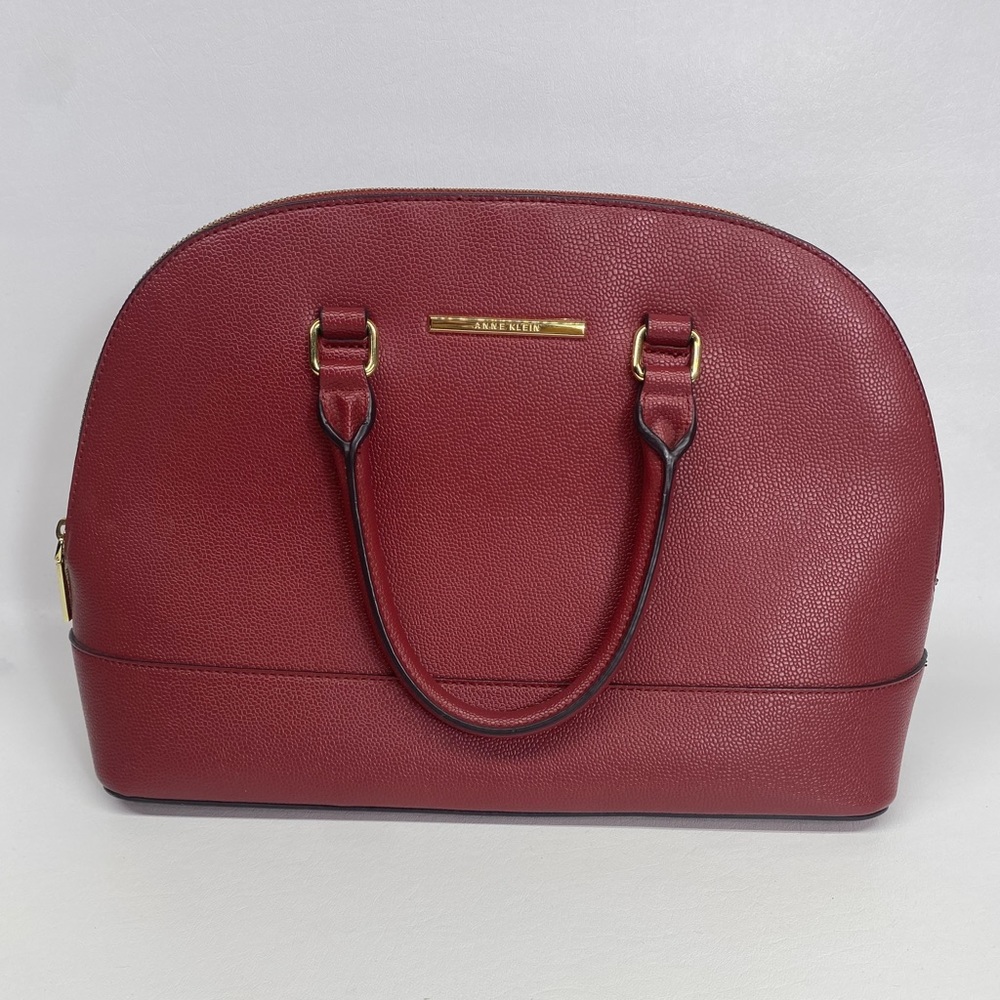 Anne Klein Women's Handbag Dome Satchel Red.